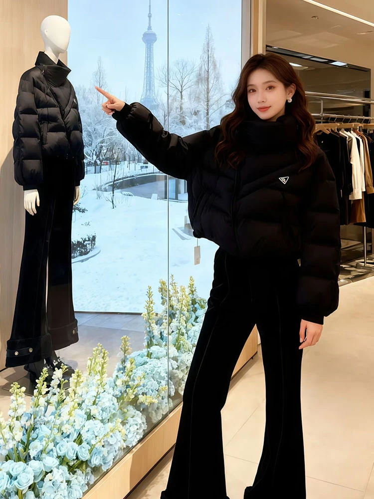 

Женская повседневная утепленная куртка из хлопка с воротником-стойкой, зимняя, универсальная, в корейском стиле, свободного кроя, на молнии