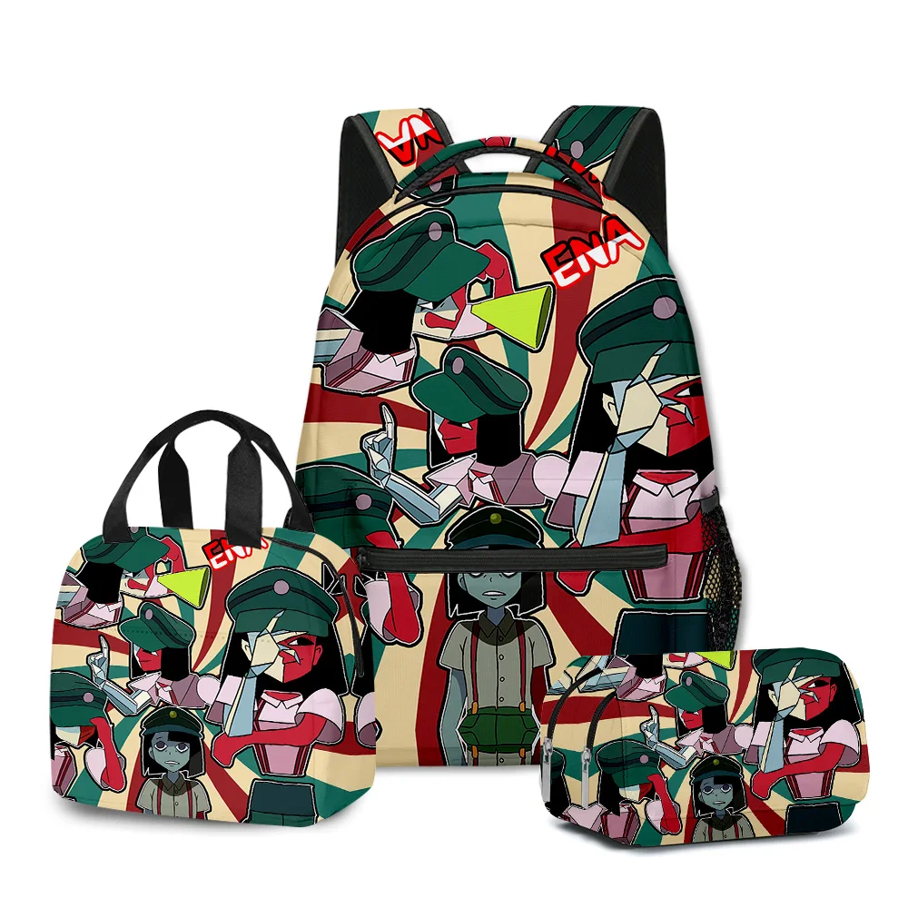 Trendy Popular Funny ENA Dream BBQ 3D Print 3pcs/Set Student School Bags Laptop Daypack Backpack portable Lunch bag Pencil Case