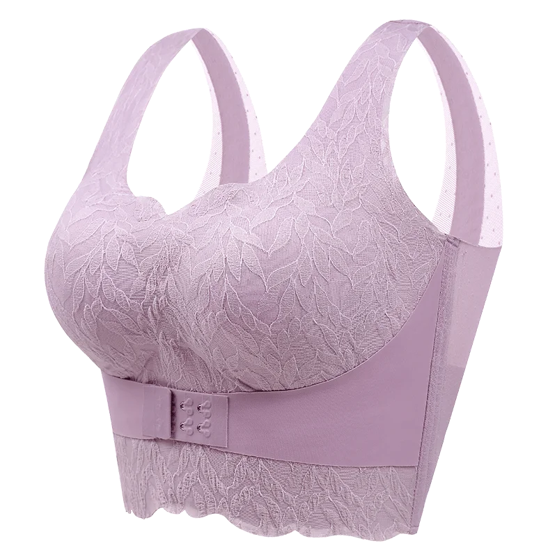 Women\'s Full Coverage Wire Free Non-Foam Bra M-6XL Womens Seamless Rimless Bra Beauty Chest Pads Tank Top Solid Color Lace Bras