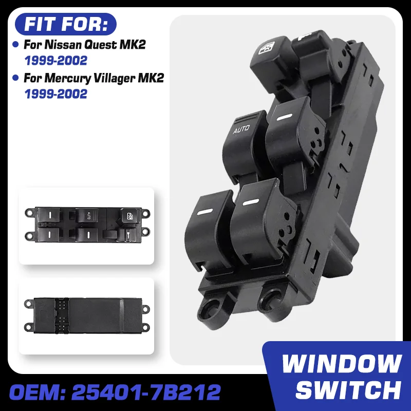 25401-7B212 Car For Nissan Quest V41 MK2 Mercury Villager MK2 1999 2000 2001 2002 Electric Master Car Power Window Switch Lifter