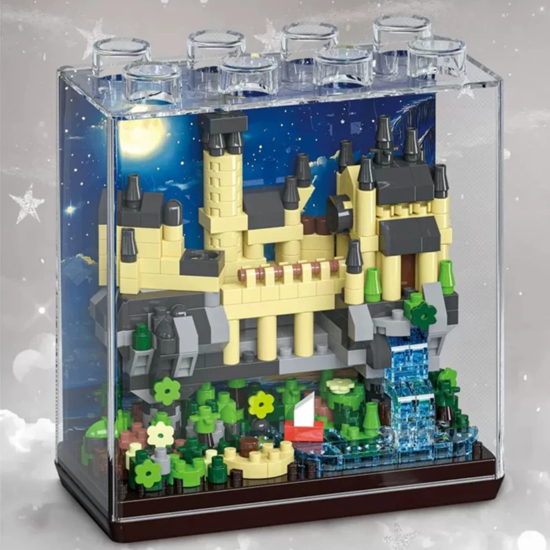 لتقوم بها بنفسك صندوق عرض قصر الجليد الزفاف الكنيسة هاري القلعة خرافة حلم منزل اللبنات نموذج الطوب مجموعات أطفال مجموعات اللعب #4
