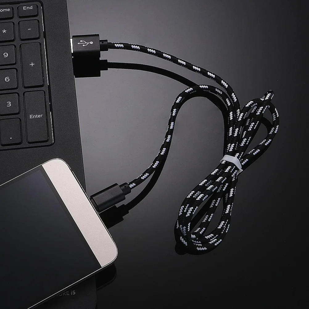 

1 Meter Micro USB Cable Nylon Braided Strong Data Charging Cord for Universal Fit Black