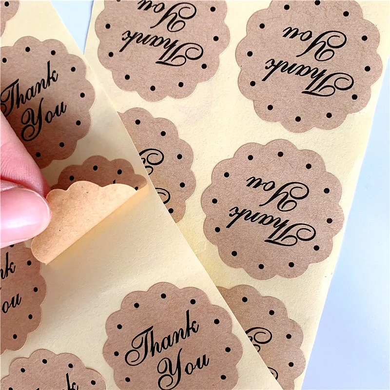 100pcs/lot New Thank You Lace Shape Labels stickers scrapbooking for Package stationery sticker