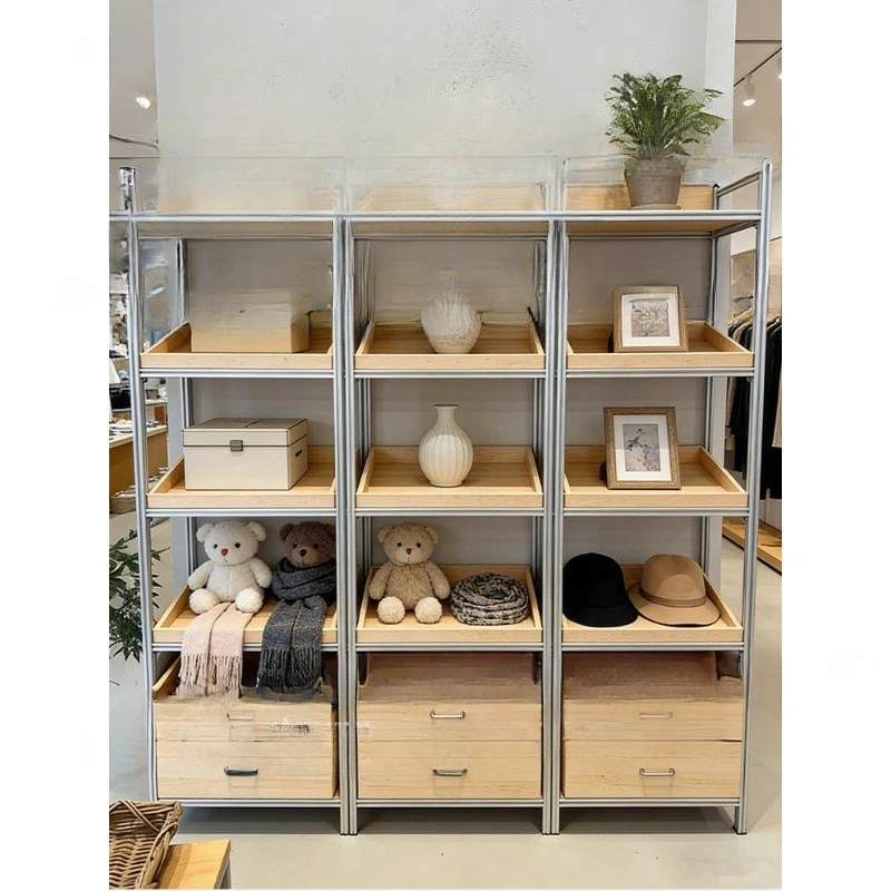Aluminum profile multi-layer shelf, simple floor storage display rack, marine panel