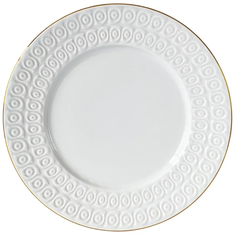 Sofia Home 12 Piece Embossed White Stoneware Dinnerware Set by Sofia Vergara