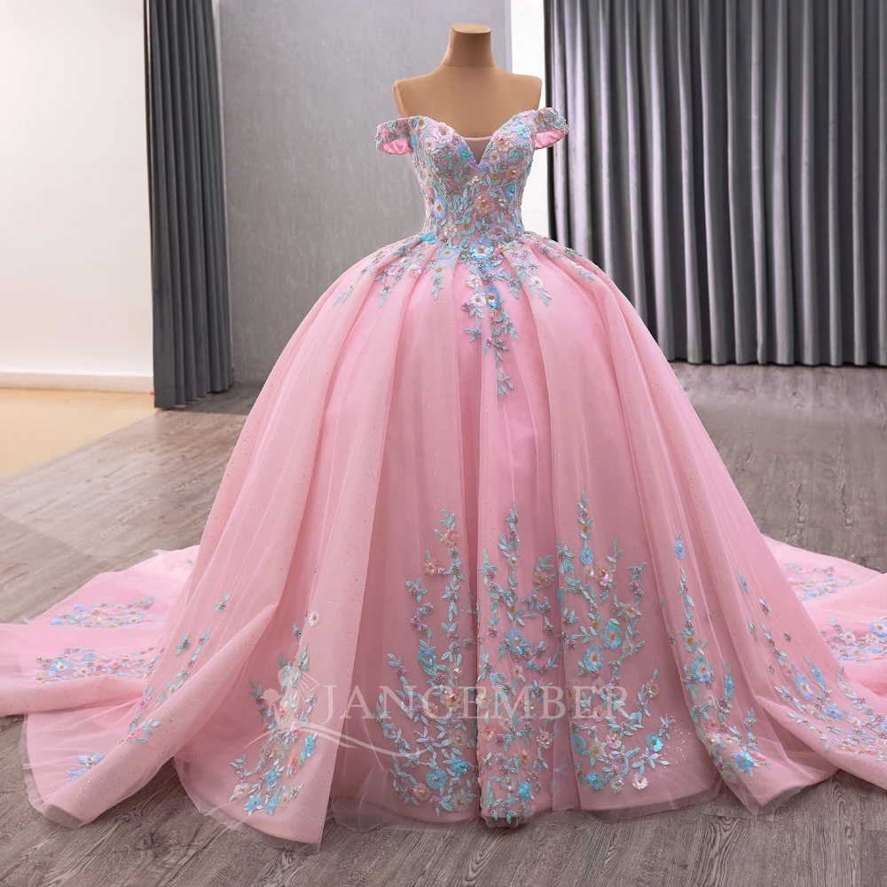 

Pink Sequined Sweetheart Ball Gown Quinceanera Dress For Girls Crystal Beaded Birthday Party Gowns Prom Dresses Customized