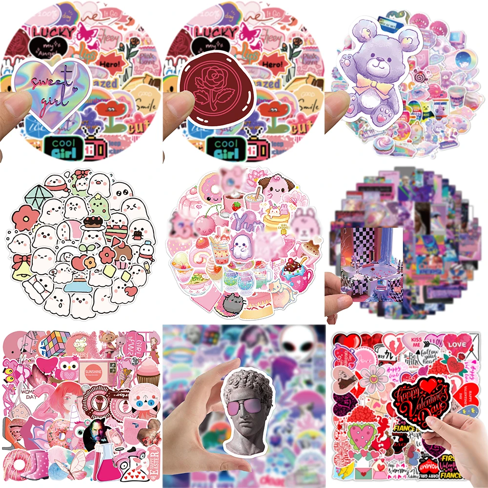 10/30/50PCS Cartoon Retro Style Stickers Series creativo carino rosa Graffiti Laptop frigorifero iPad casco decorazione all'ingrosso