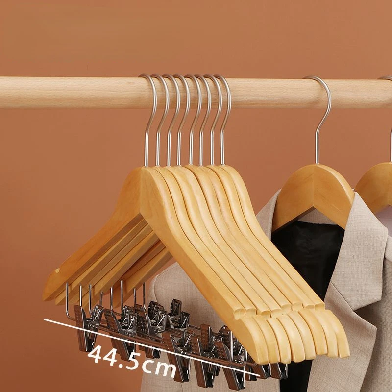 Wood Hangers Equipped with Clip Suit Set Clothes Support Rack Integrated Shops Hotel Dual-purpose Coat Pants Dress Storage Tools