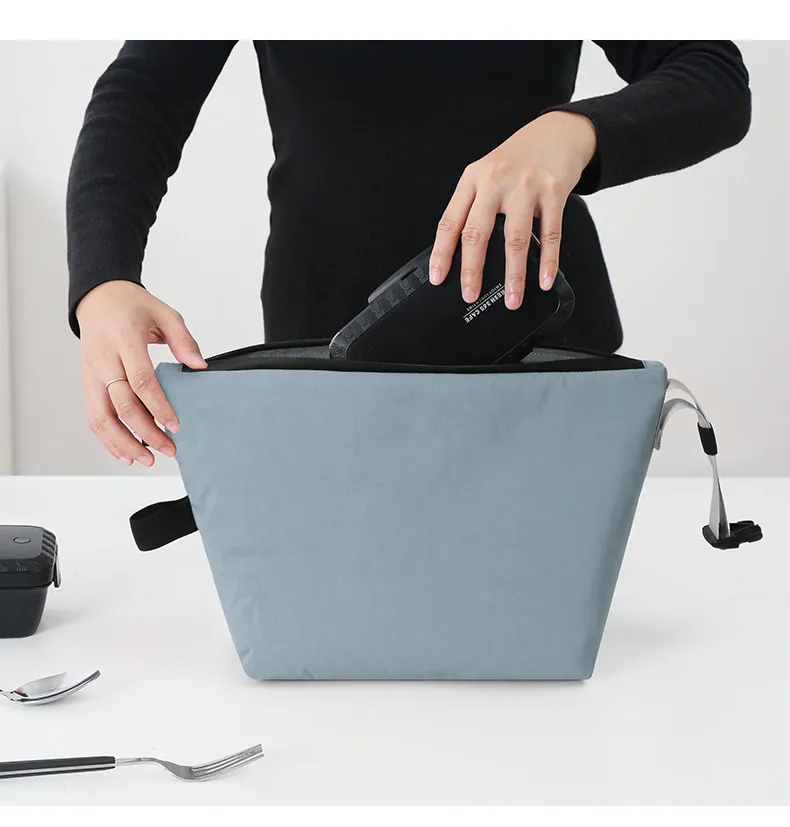 Tragbare Lunchtasche für Damen, isoliert, Thermo-Lunchbox, Kühler, Handtasche, Lebensmitteltasche, Träger für Büro, Schule, Reisen, Picknick – Detail 9