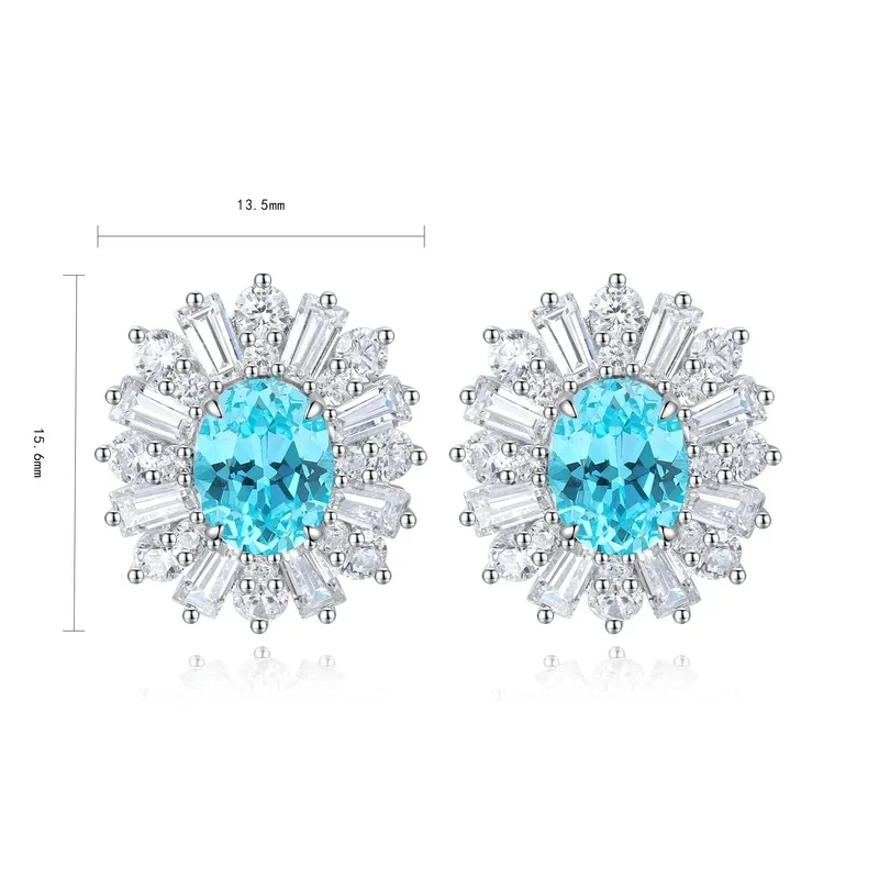 Lab Grown Paraiba Tourmaline Earrings in S925 Sterling Silver Dainty Studs for Women Lightweight Comfortable Daily Wear Jewelry