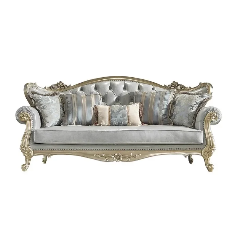 European leather sofa American light luxury first layer cowhide French all solid wood