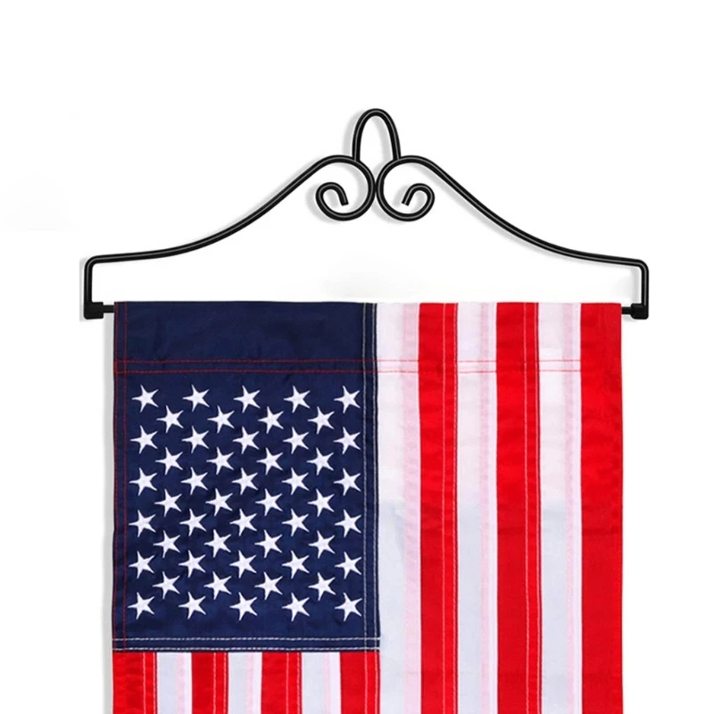 Soporte pared para bandera jardín, soporte Metal negro para bandera jardín, perchas desplazamiento para pared, a