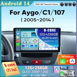 Android 14 Car Radio For Peugeot 107 Toyota Aygo Citroen C1 2005-2014 Stereo Carplay Android Auto Multimedia Player 2Din