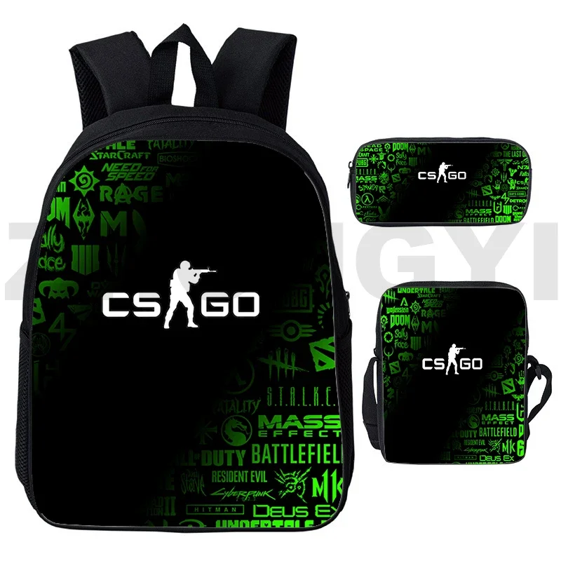 Hot Game CS GO 3D Backpack Preppy Fancy High School Bags 3 In 1 Cartoon CSGO School Back Pack for Boys Fashion Canvas Travel Bag