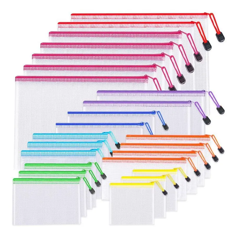 24Pcs Mesh Zipper Pouch Bags-8 Sizes Zipper Pouches For Organization,Mesh Bags With Zipper File Bag With Zipper Well-Made-VVNB