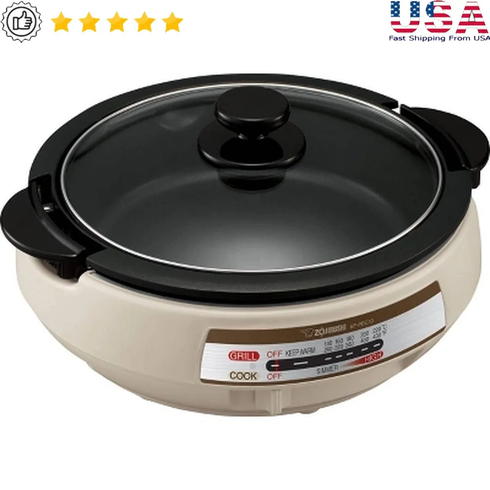 Многофункциональная электрическая сковорода с антипригарным покрытием и стеклянной крышкой с регулируемой температурой, крутая сенсорная ручка, съемная мощность