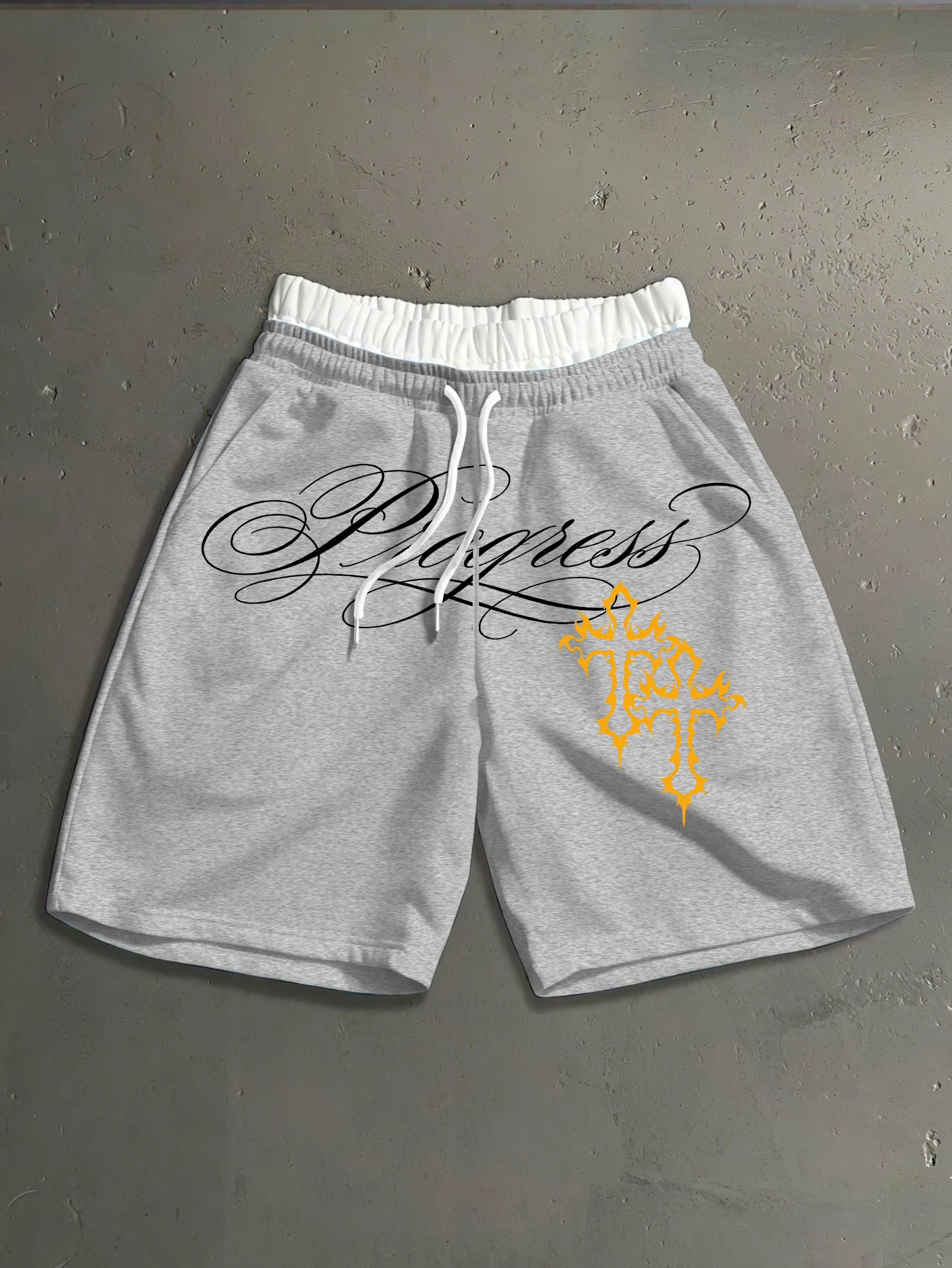 Gothic Streetwear Brand - Men's Streetwear Shorts Brand Progress Cursive
