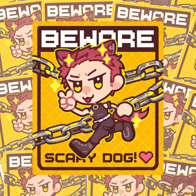 Laptop Accessories To Gift - Cute Wolf Boy Waterproof Sticker Beware