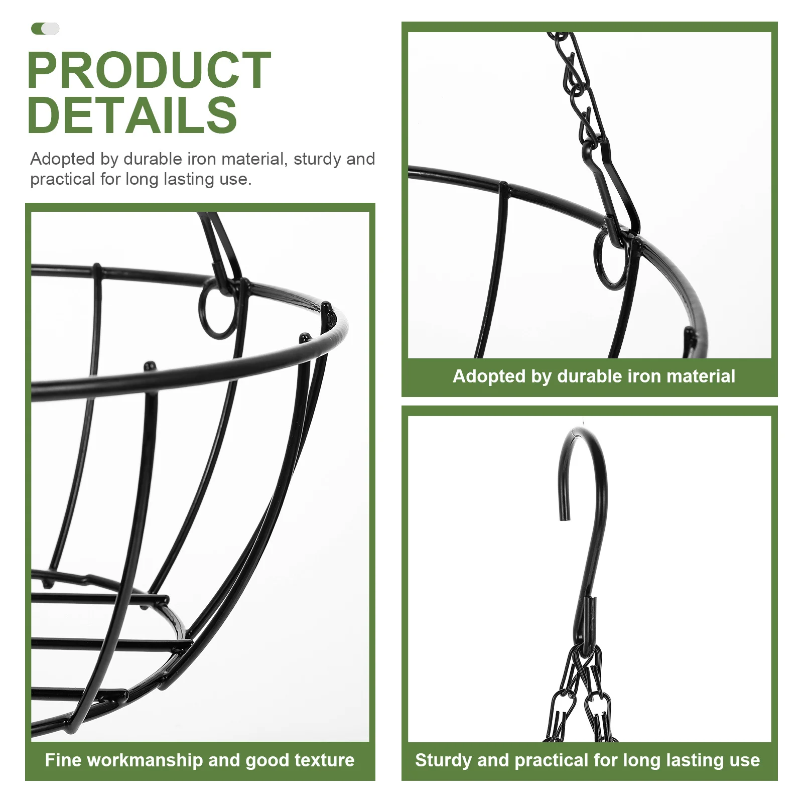 

Железный подвесной цветочный горшок среднего размера для зеленых растений, цветов, декор для балкона, подвесная корзина для цветочного горшка, держатель для цветочного горшка