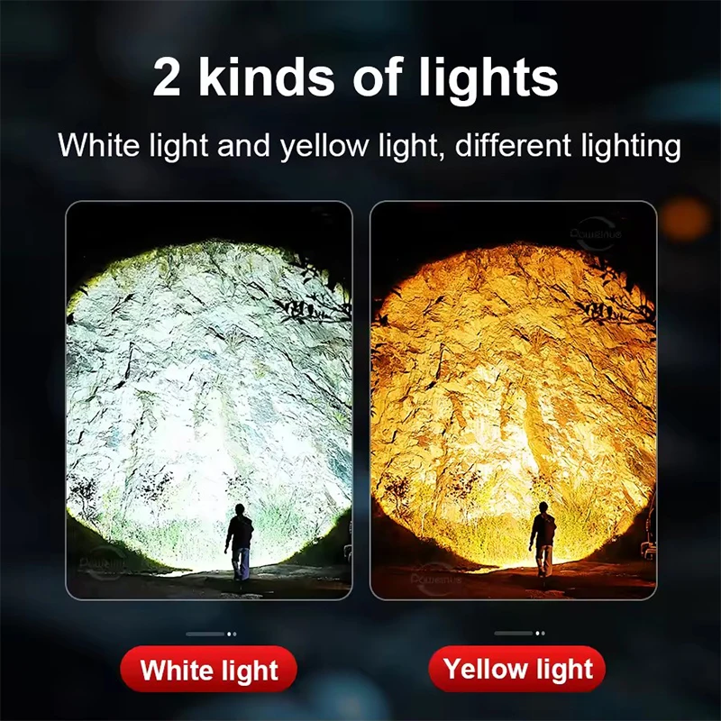 High Power Flashlight Super Big Flashlight Rechargeable Most Strong LED Flash Light Long Range Torch Outdoor Built in Battery