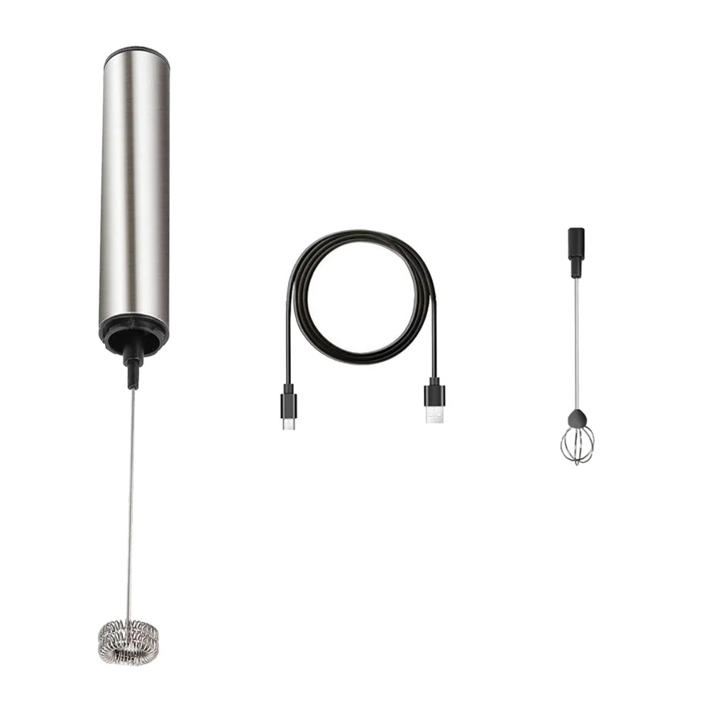 

1 Set Of Electric Milk Frother Stainless Steel Usb Powered 3 Layer Spring Heads Replaceable Mesh Ball Adjustable
