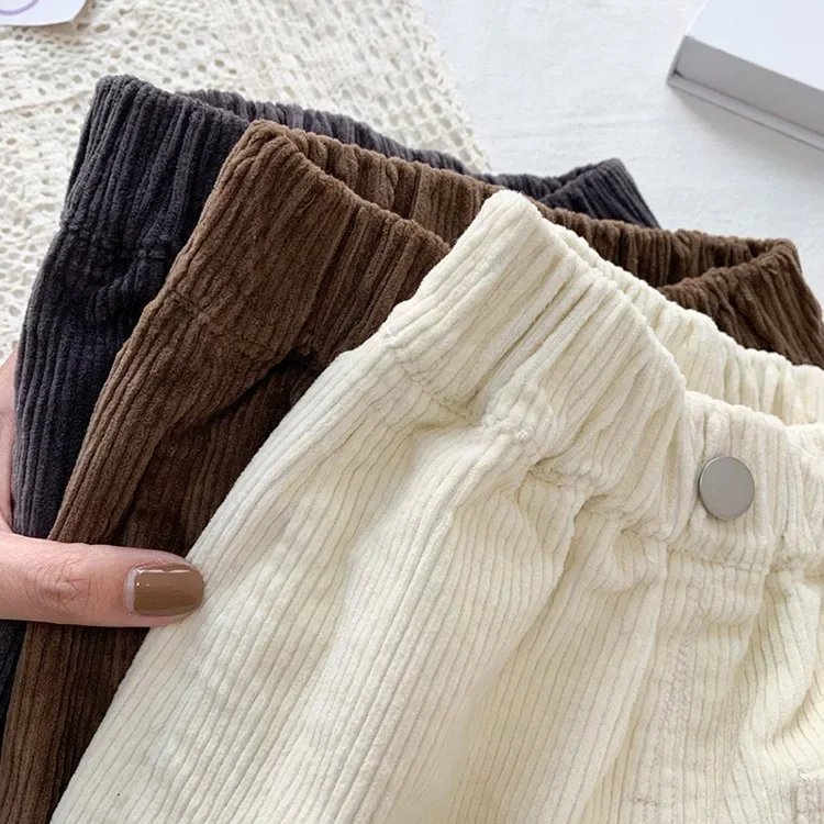 2026 Frühling Herbst Kinderhosen 2-7T Einfacher Stil Jungen und Mädchen Lose Cordhosen Babykleidung Kinderhosen Outdoor-Bekleidung – Detail 19