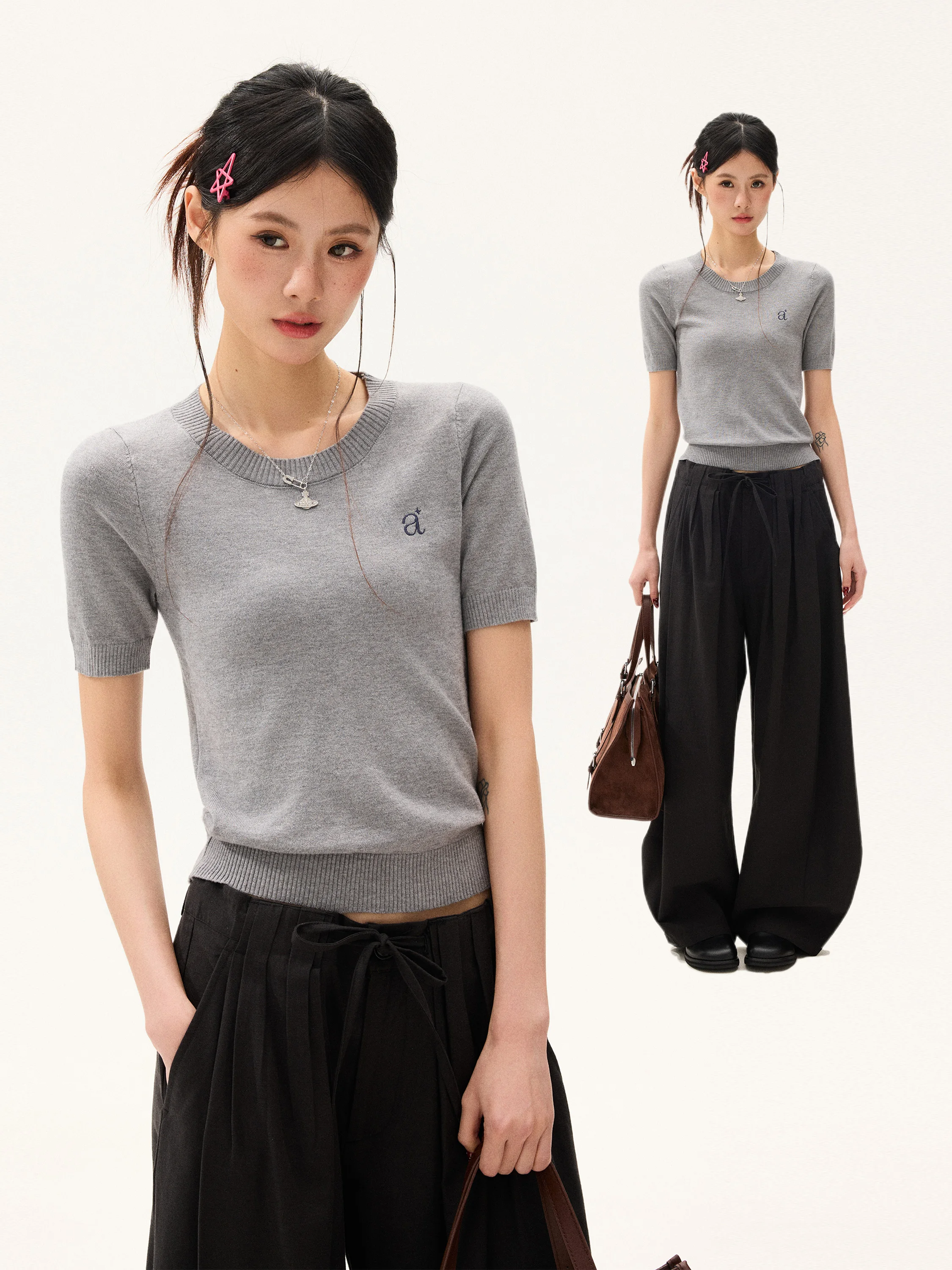 

Женская трикотажная футболка Free Sonata Vintage College с вышивкой, приталенная, для повседневной носки, с круглым вырезом, в стиле кэжуал