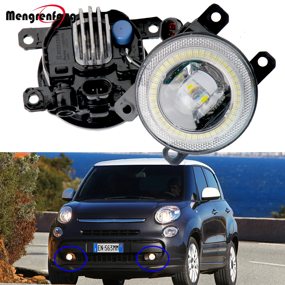 2 X 30W 8000LM Car LED Fog Light Angel Eye Daytime Running Lamp DRL H11 For Fiat 500 (312_) 2-Door 2012-2017 4-Door 2014-2015