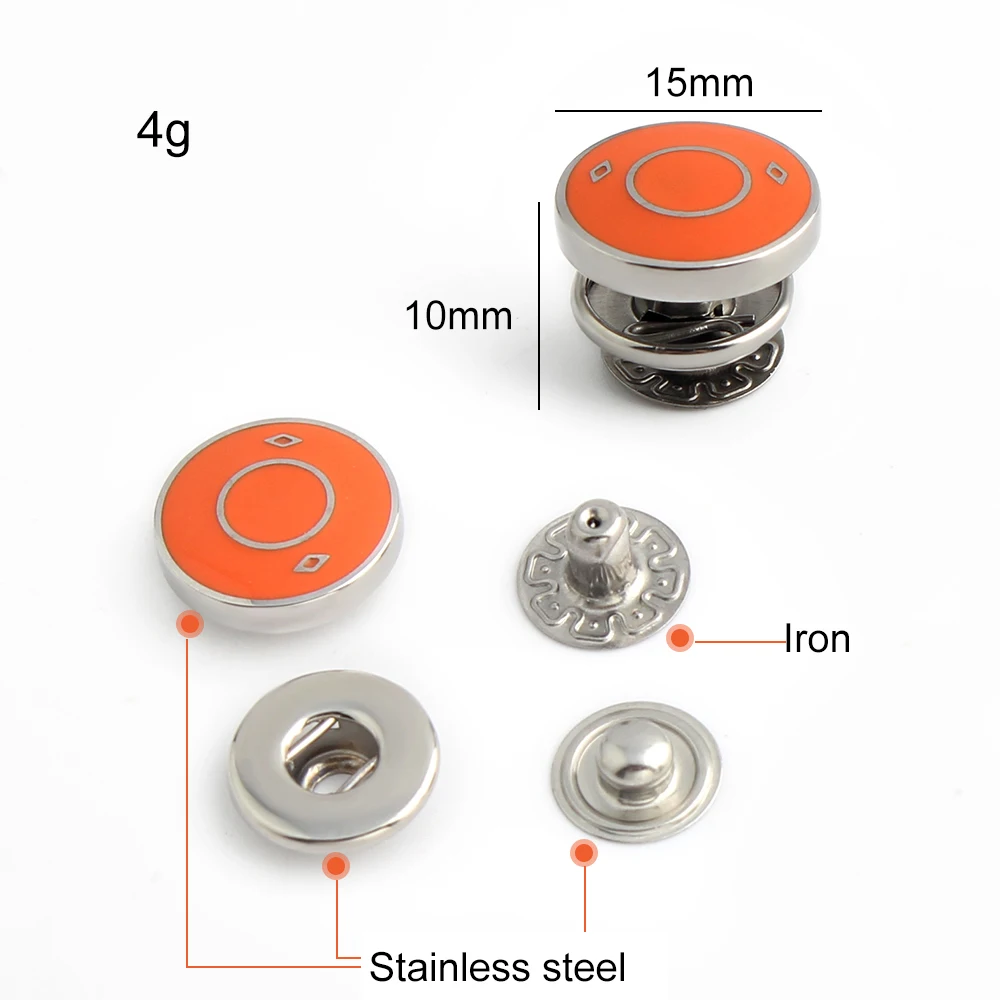 4-10-50PCS 15x10mm Stainless Steel Metal Round Buttons For Passport Holder Purse Bags Hand-Press Die Rivet Buckle Accessories