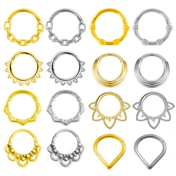 Sunflower Septum Piercing Clicker Ear Cartilage Helix Tragus Daith Earring Hoop 316L Stainless Steel Body  Jewelry Nose Ring