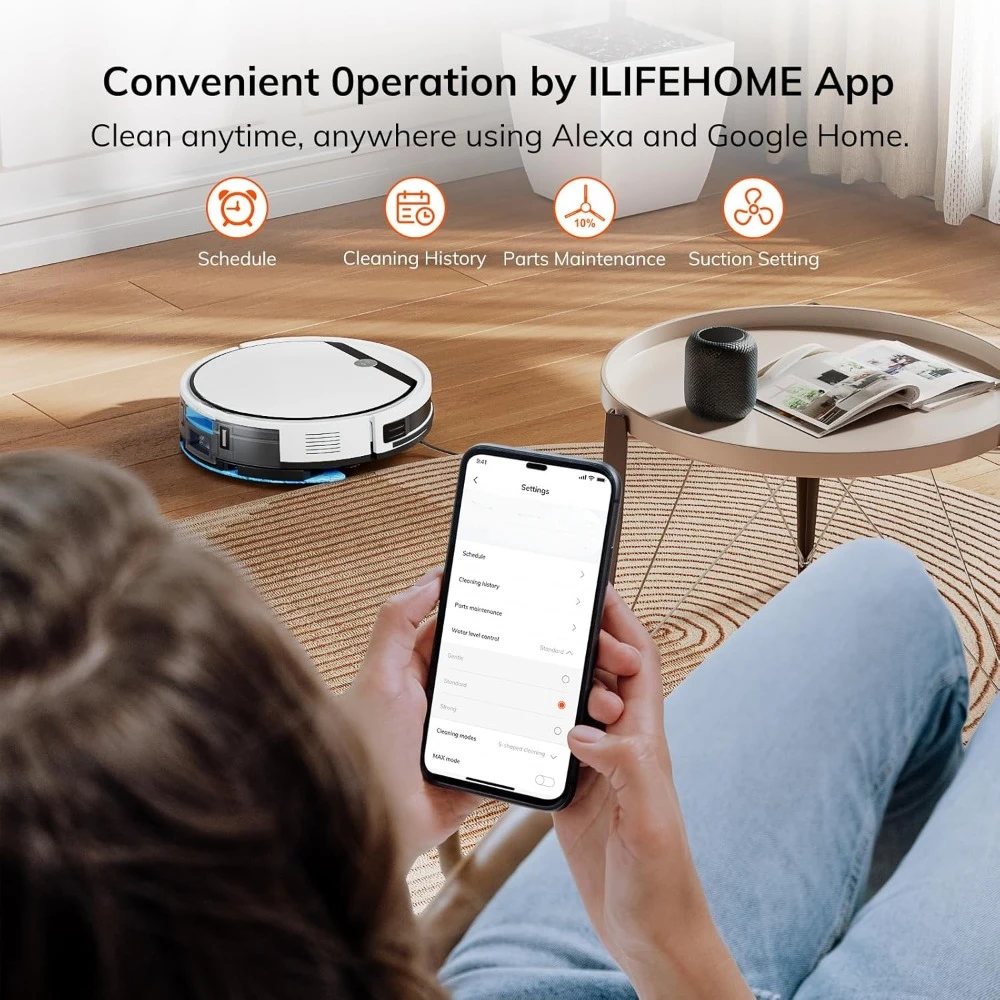 Robôs de Lavagem Comercial, 2 em 1 Robot Vacuum e Mop Combo, 120 minutos, 3000Pa, Rota do Caminho