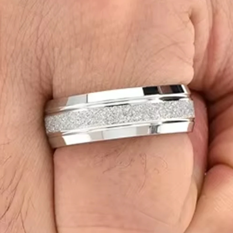 

High-Quality Stainless Steel Brushed Surface Ring for Men And Women Couple Wedding Engagement Jewelry Matte Finish Accessories