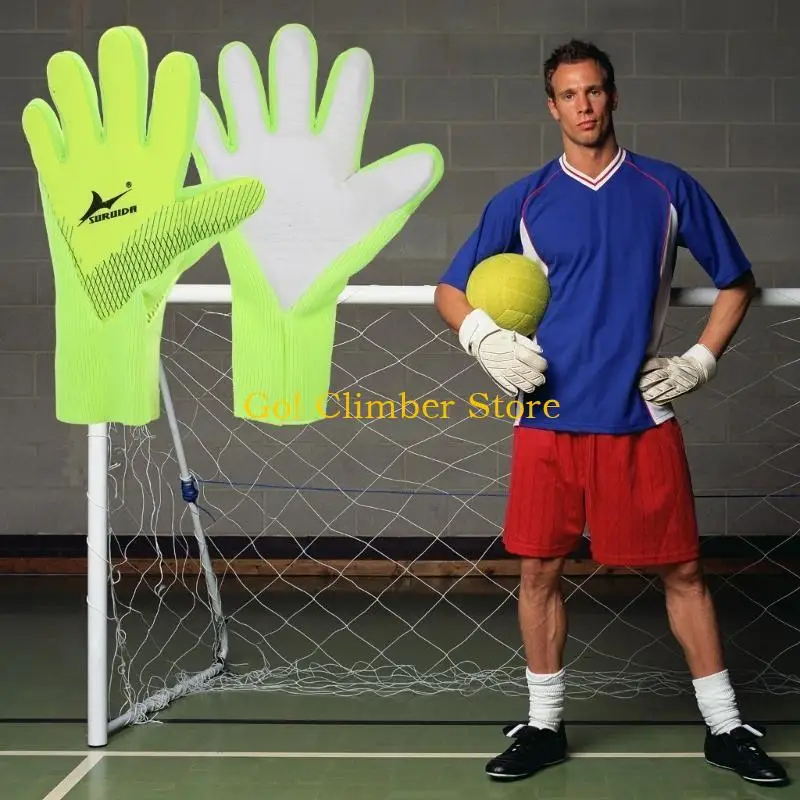 Q84C ถุงมือผู้รักษาประตู ถุงมือฟุตบอล ถุงมือยึดเกาะที่แข็งแกร่งพร้อมนิ้วสำหรับป้องกัน ถุงมือป้องกันยางกันลื่นสำหรับผู้ใหญ่ Y