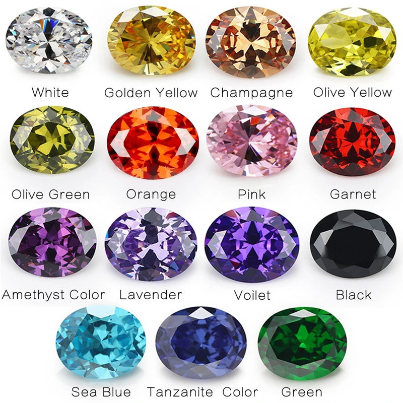 Size 3x5mm~10x12mm Oval Cut Loose CZ Stone AAAAA Mix 15 Colors Cubic Zirconia Synthetic Gemstone for Jewelry Making