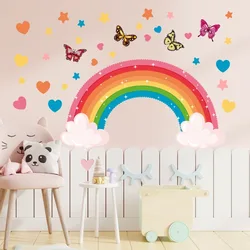 Colorful Butterfly Rainbow Wall Stickers for Kids Room Bedroom Study Room Decoration Wall Decals Baby Borys Girls Room Stickers
