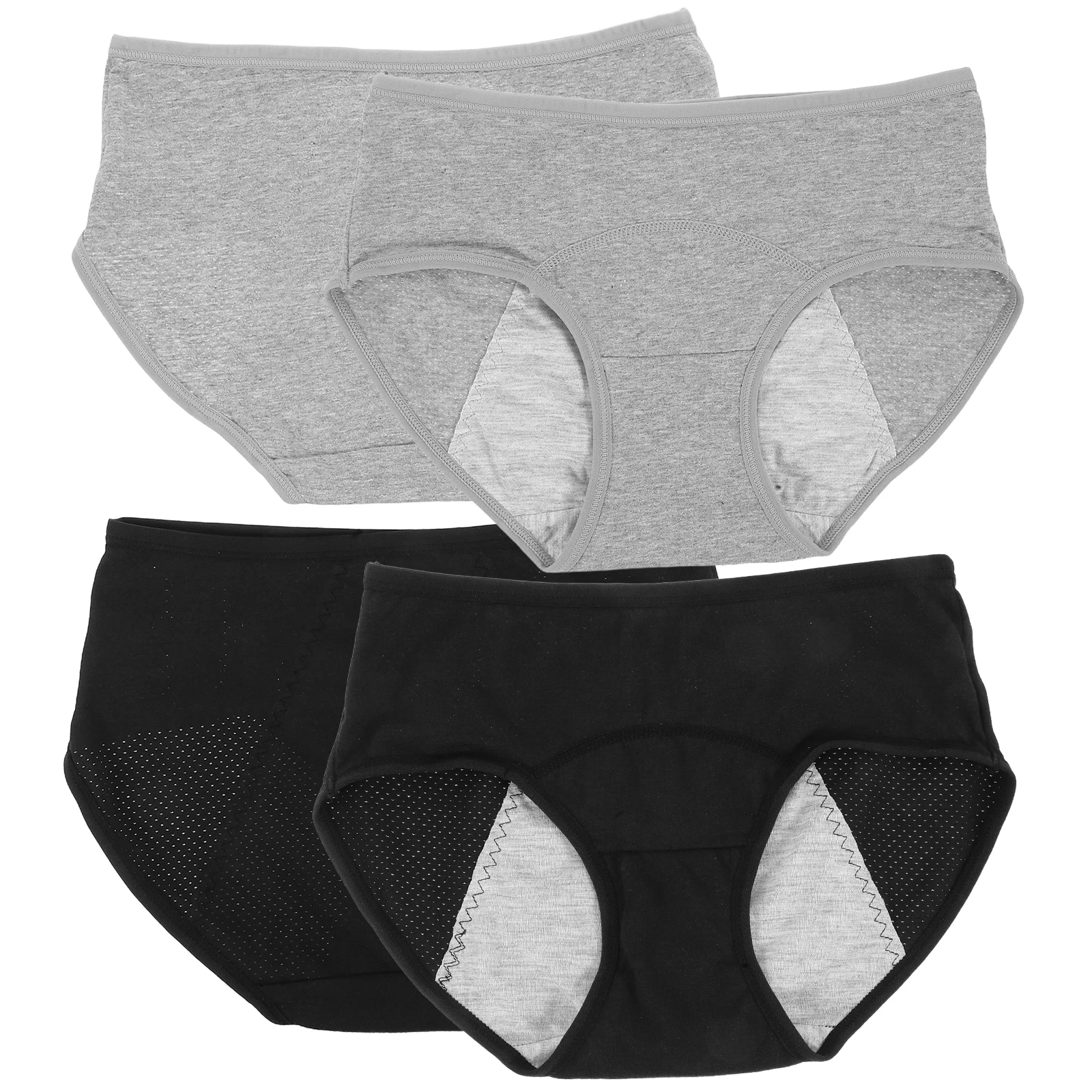 

4Pcs Women Menstrual Underwear LeakProof Brief Hipster Soft Midrise Cotton Period Heavy Flow Panties M