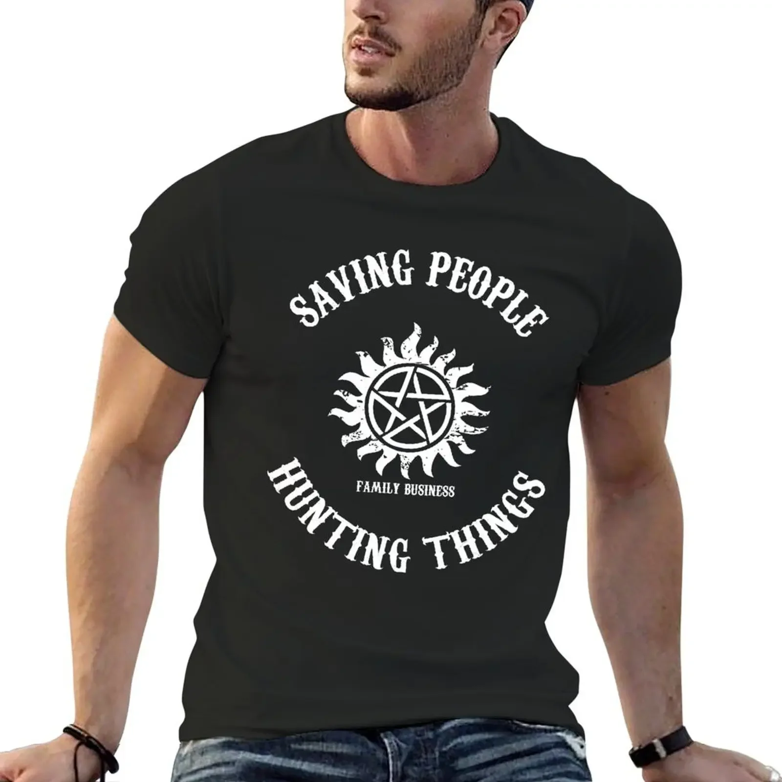 Saving People Hunting Things T-Shirt tees summer top cute clothes anime t shirts cotton t shirt men