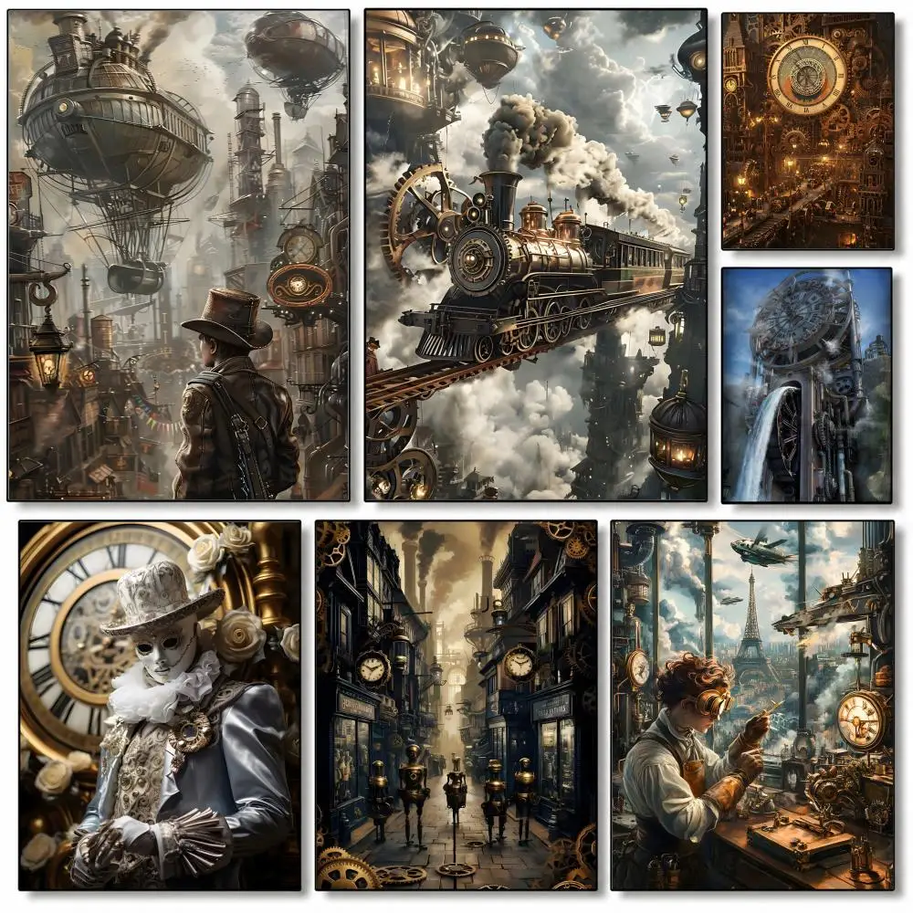 Steampunk Cultural City Steampunk Wall Art Poster High Quality Wall Art for Home Bedroom Living Hallway Perfect Gift