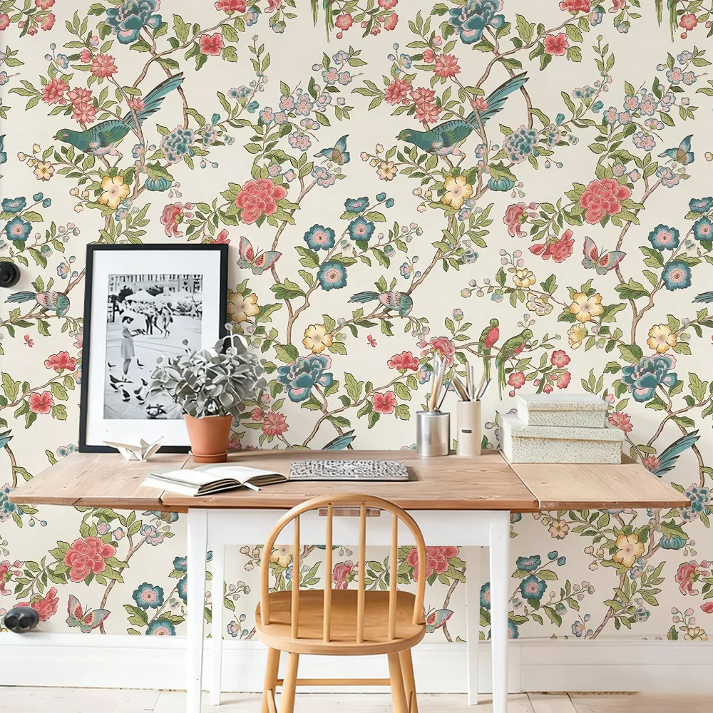 Vintage Grey Toile de Jouy Animals Self-Adhesive Wallpaper French Country Peel and Stick Wall Decor Sticker for Home Renovation