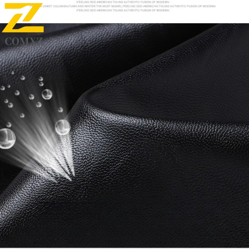 COMXZ 2025 Unisex Leather Jacket Retro Color Block Travel Scratch Resistant Jackets Leisure Stand Collar Windproof Outerwear​