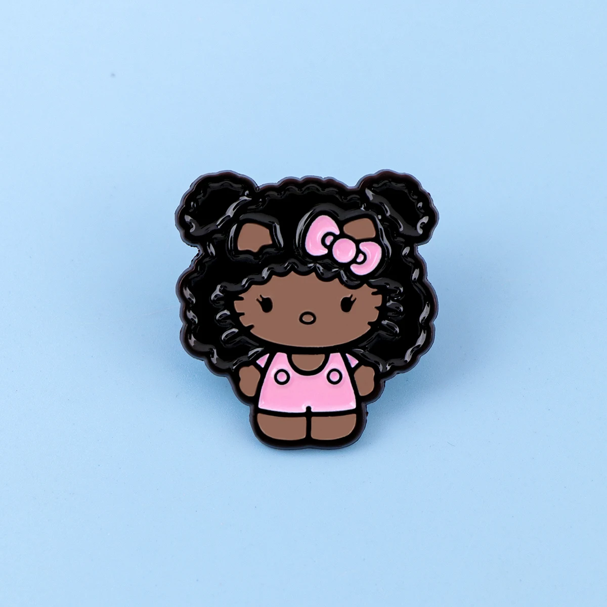Kawaii Anime Enamel Pins Black Curly Hair Girl Brooches Badges for Backpacks Jackets Hats Collection Gifts Cosplay Accessories