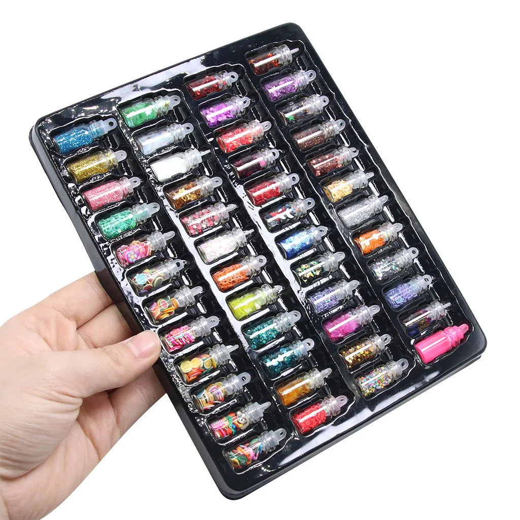 48pcs Epoxy Filling Set Sparkling Glitter Powder Heart Star Micro Beads Nail Art Sequins For Jewelry Making Craft DIY