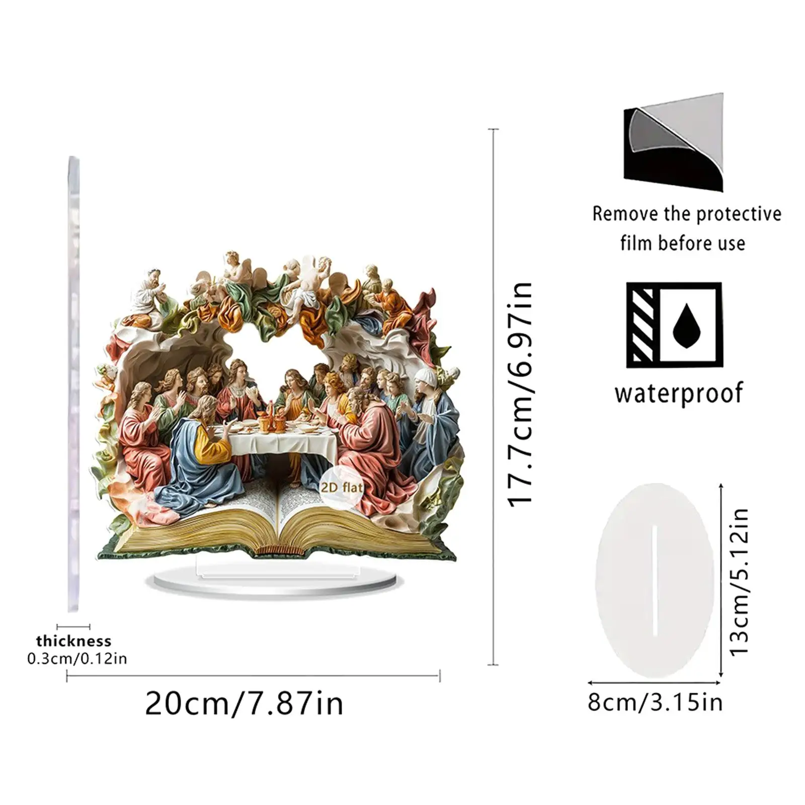 The Last Supper Ornament 2D Acrylic Sign with Holder Stand Religious Xmas Gift