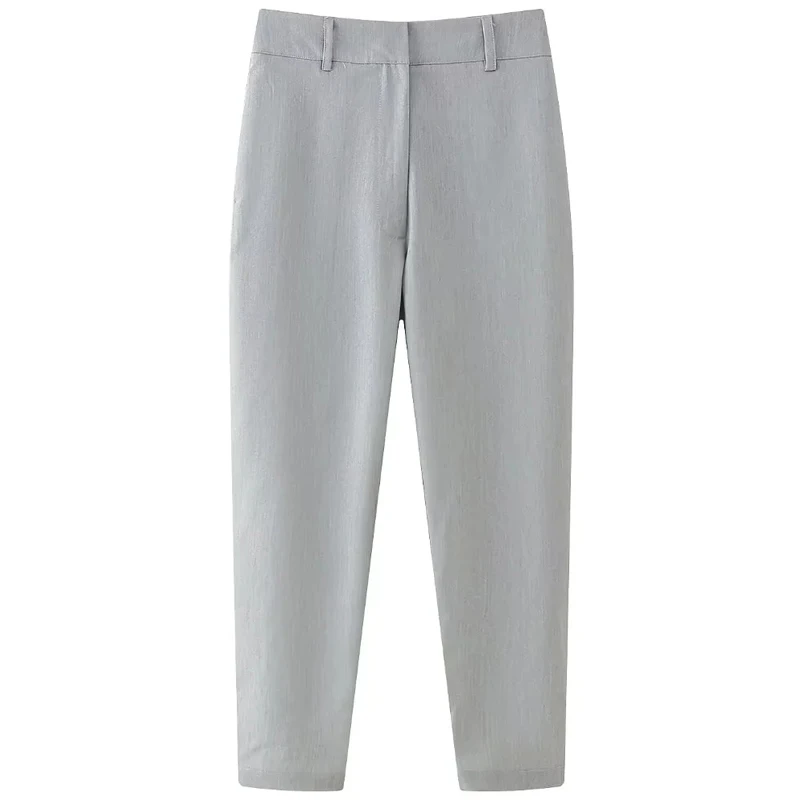 Kuclut Damesmode Stevige Broek Met Rits Aan De Voorkant Vintage Hoge Taille Full Length Vrouwelijke Chique Damesbroek