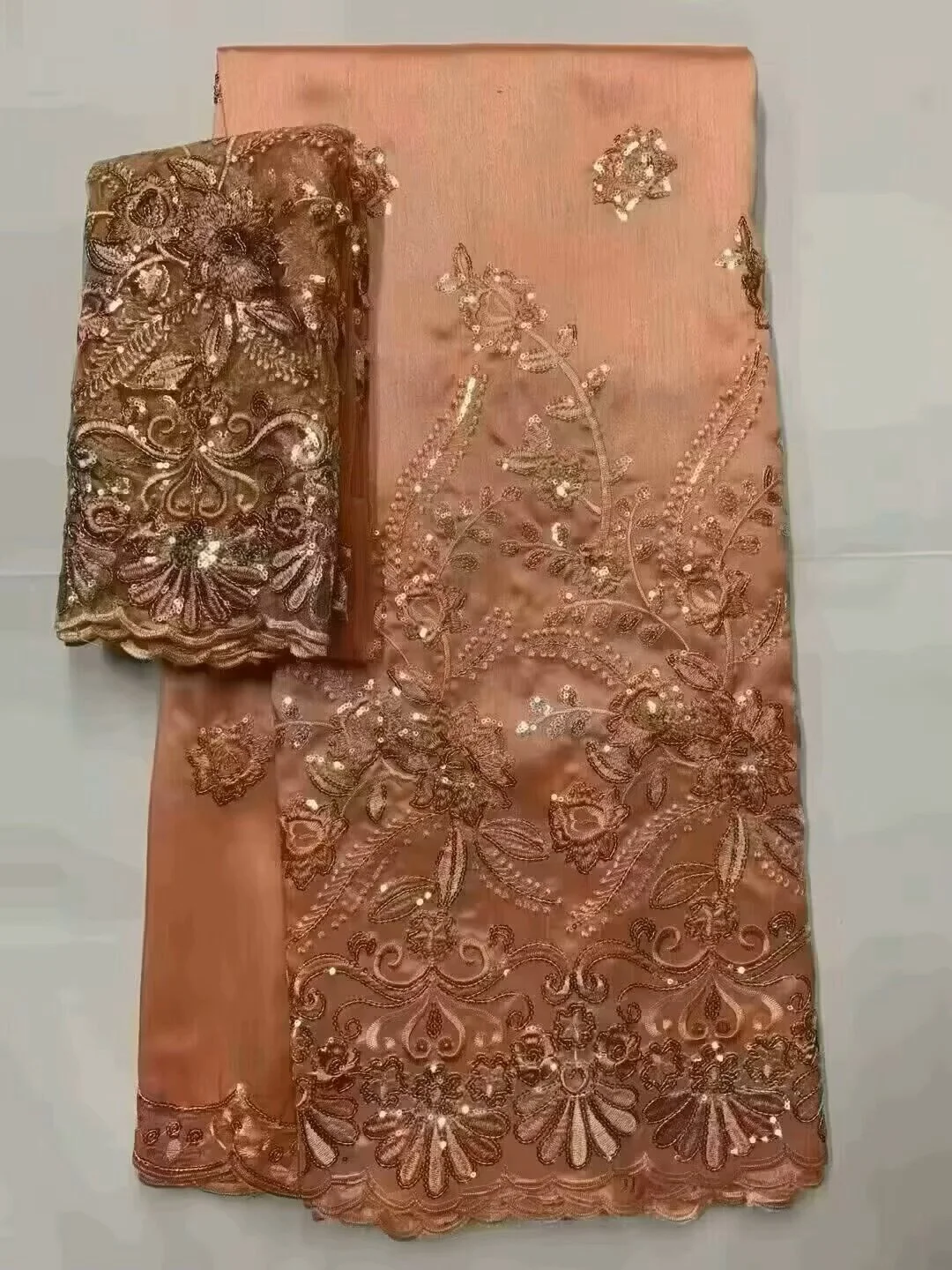 Sequins George Lace 2026 High Quality Indian George Lace Fabric With French Net Lace Fabric Blouse For Wedding Dress 5+2Yards