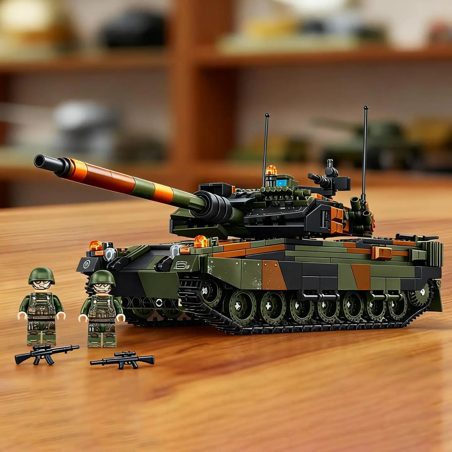 

Игрушечная модель основного боевого танка Panther 2A6 с гусеничным шасси и бронированной машиной, конструктор из строительных блоков — идеальный подарок для мальчиков.