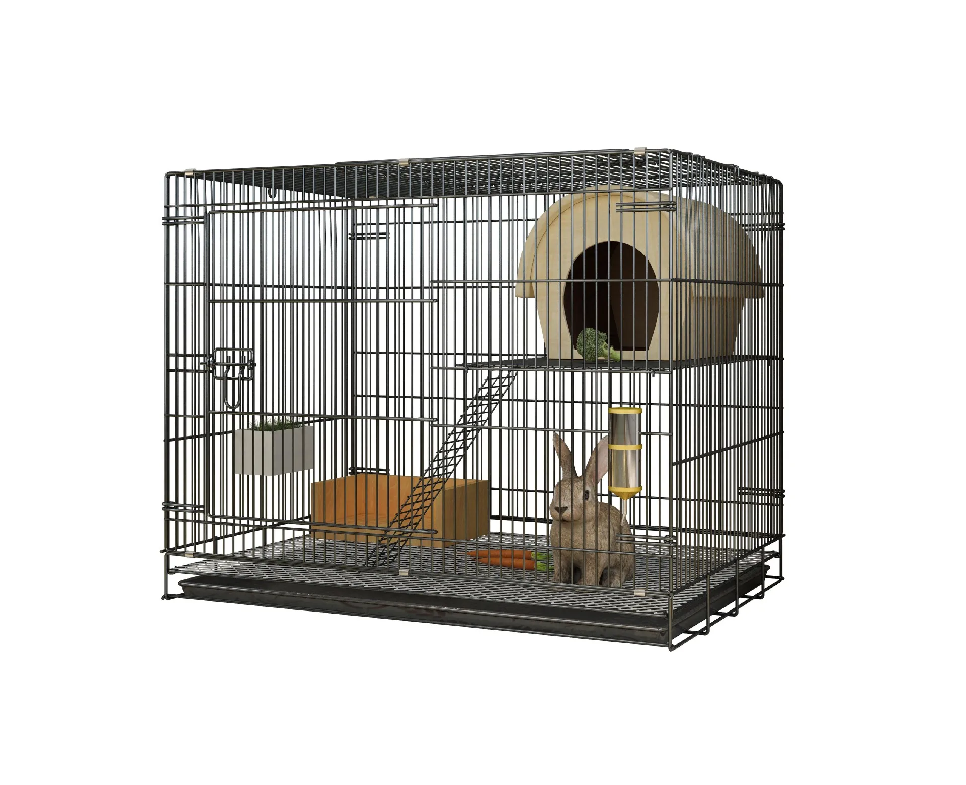

Клетка для кроликов, большая бытовая складная двухслойная клетка для дома с туалетом, автоматическая чистка помещений, зашифрованная клетка