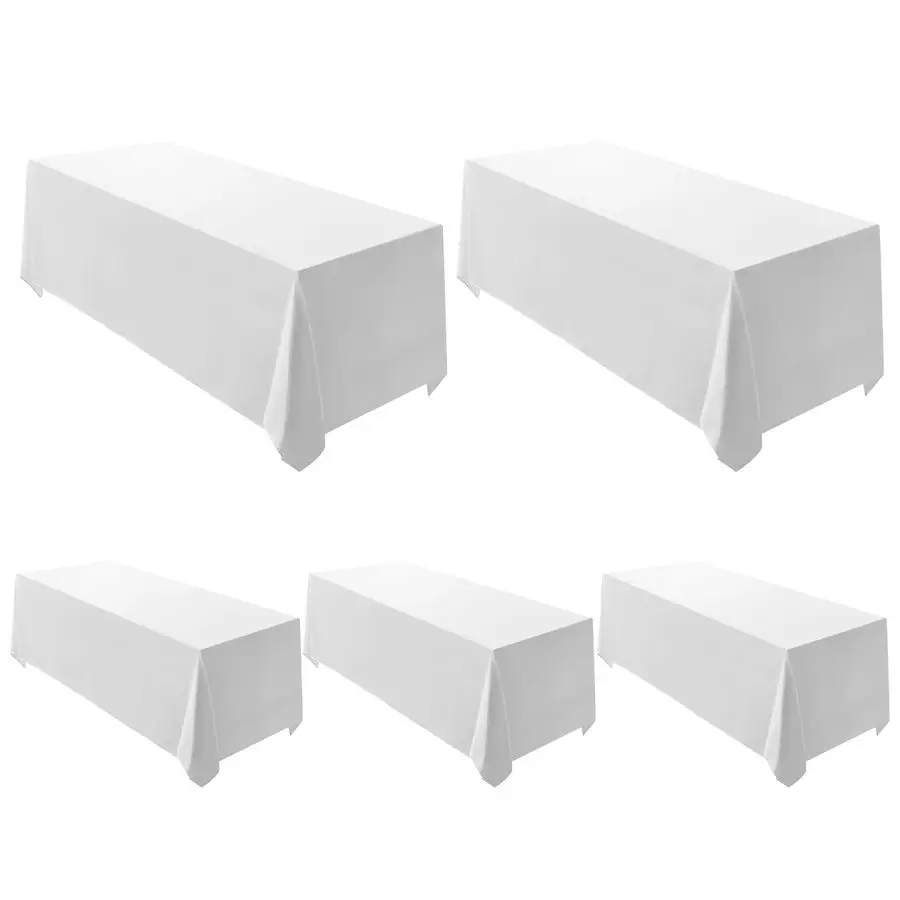 

Набор из 5 белых прямоугольных скатертей 90 x 156 дюймов, прямоугольные скатерти из полиэстера для свадеб, банкетов или ресторанов