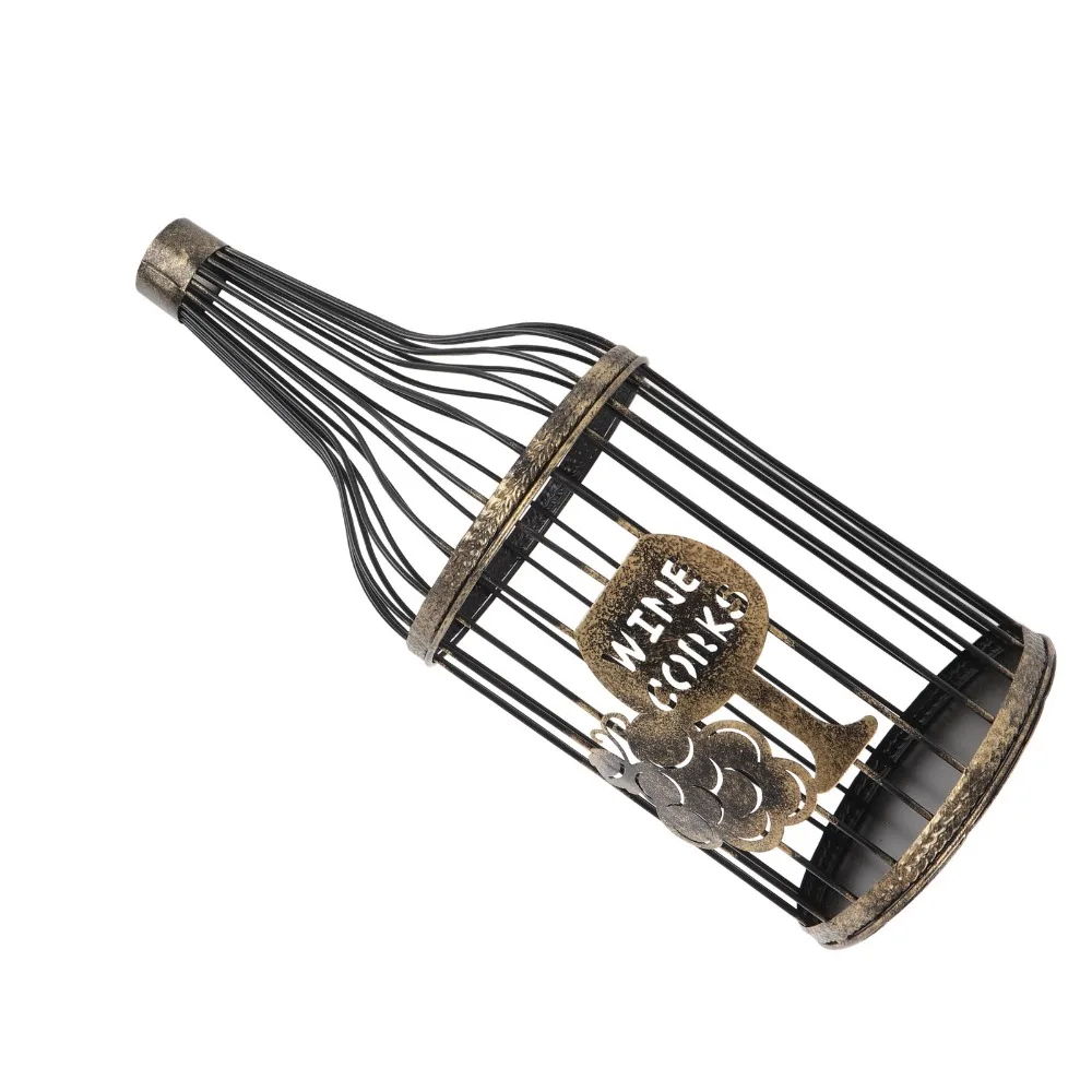 Metal Construction Wine Cork Holder Steel Material 15 x 15 x 38 Cm Decorative Cork Barrel Bottle Shape Design Large Capacity
