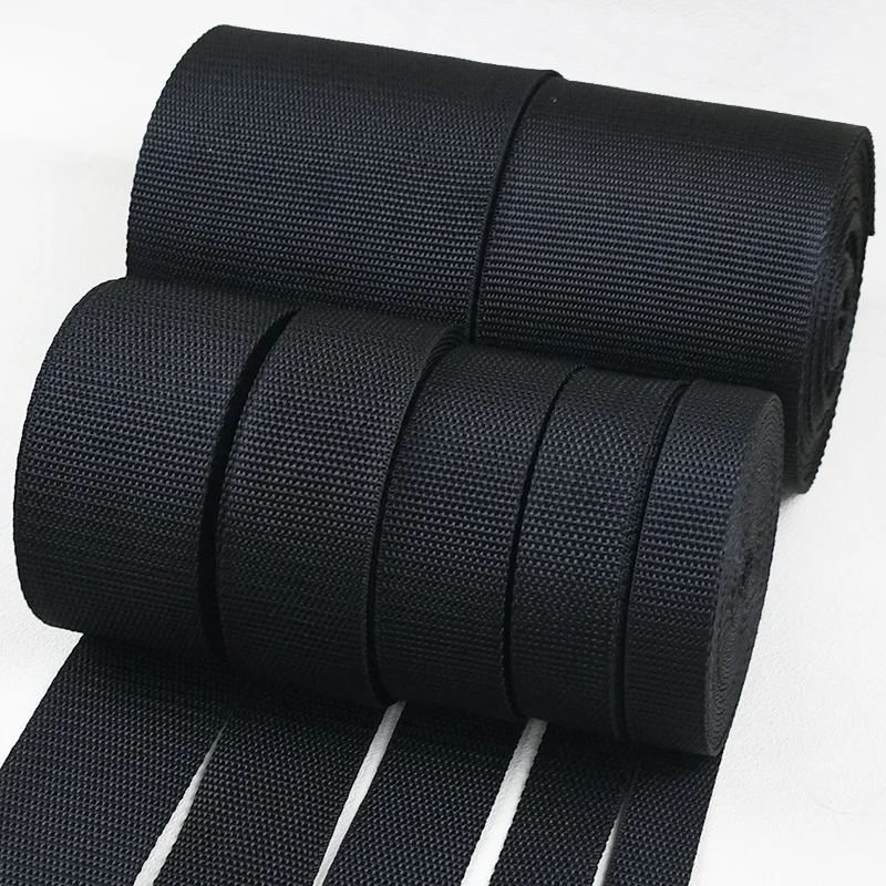 

5/10M Meetee Black Polyester Webbing Tape At The Meter 20-100mm Backpack Ribbon Strap Pet Leash Safety Belt Bias Sewing Trimming
